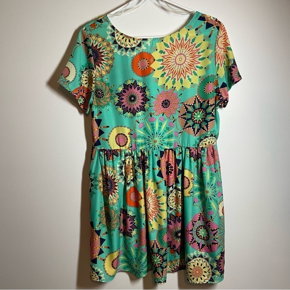 Miin tunic/dress Green with multi print. Size L BOHO. NWOT - Picture 5 of 7